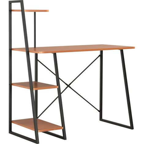 vidaXL Desk with Shelving Unit Black and Brown 102x50x117 cm