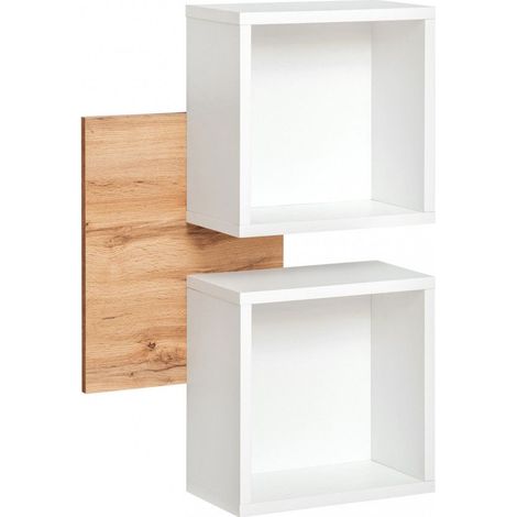 Panneau mural avec étagères Easy IV - L 60 x P 22 x H 90 cm - Marron et blanc - Livraison gratuite (1/2)