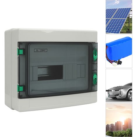 Boîte de disjoncteurs à 12 voies, boîte de distribution extérieure étanche, boîte de combinaison photovoltaïque avec rail DIN, indice d'étanchéité IP65. (1/5)