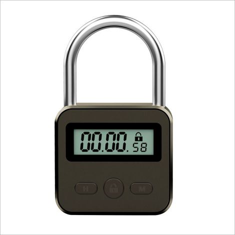 Digitale Zeitschloss, Smart Lock mit Seil, Metall Time Lock mit LCD-Display, Intelligentes Zeitschloss, Wiederaufladbares USB Sicherheits Vorhängeschloss für Verhindere schlechte Gewohnheiten