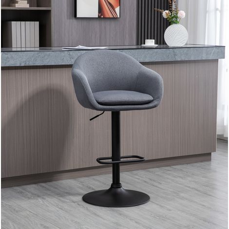 Silla alta giratoria tapizada con reposapiés gris oscuro OKMYHOME (1/4)