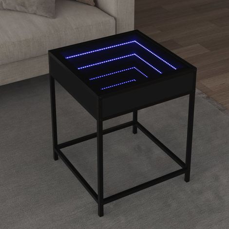 Mesita de noche con LED negra 40x40x51 cm