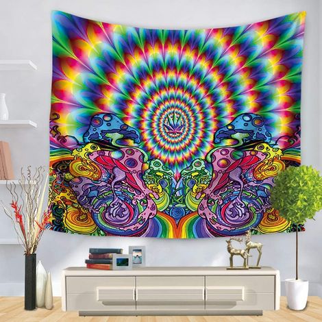 Tapisserie , Tenture Psychedelique Hippie Tapisseries Décoration Tapestry Murale Aesthetic Tenture Couverture pour Chambre Salon Déco Murale (150 x 200cm) (1/5)