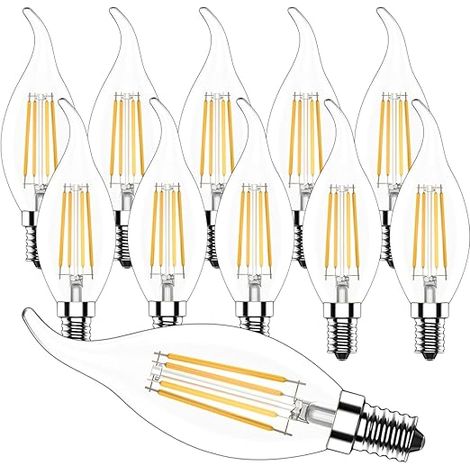 Ampoule LED E14 E14 Ampoule Flamme 4W C35 Lampe Bougie Filament Blanc Chaud 2700K Ampoule Edison Retro Forme de Bougie 400LM (1/5)