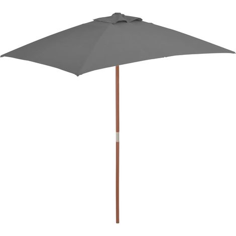 Ombrellone con palo in acciaio - vidaXL Ombrellone da Esterni con Palo in Legno 150x200 cm Antracite - Ombrellone con sistema a carrucola