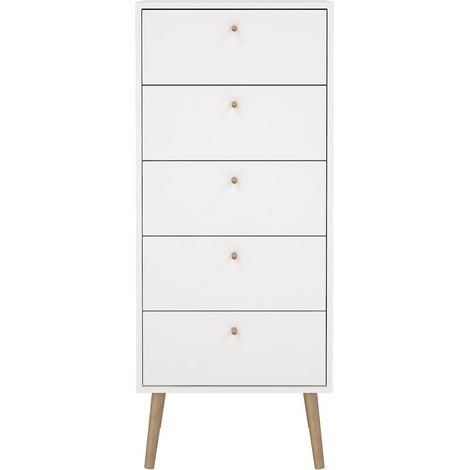 Commode Tvilum Bodo 5 Tiroirs Blanche 50x39x120 Cm (1/5)
