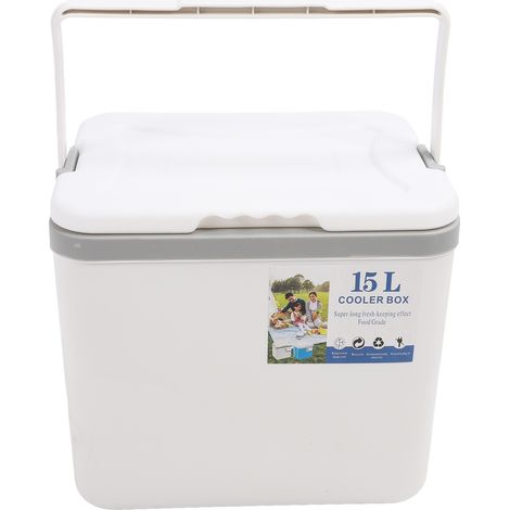 Glacière portable isolée de 15 litres, boîte de refroidissement rigide professionnelle et durable pour les pique-niques en plein air, la pêche et les stands commerciaux, blanche. (1/5)
