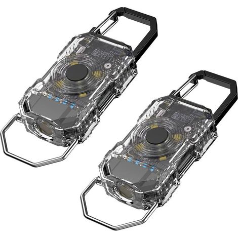 Linternas LED mini recargables USB-C con llavero (paquete de 2) con luz de advertencia. (1/5)