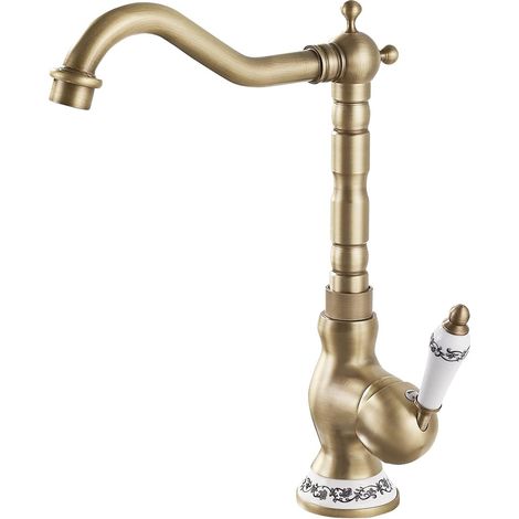 Mitigeur de lavabo, Laiton, Chaude et Froide Réglable, Moderne Robinet (1/5)