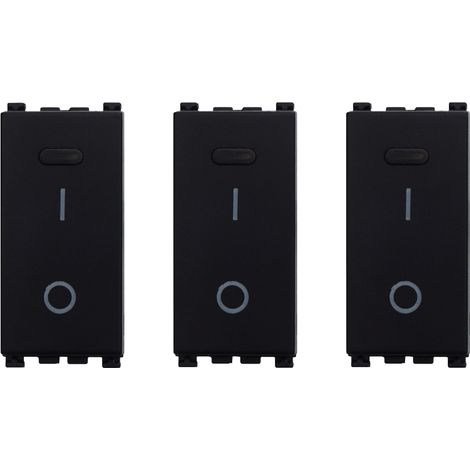 gloca Set 3 Interruttori 2P 16A Compatibili Arké (Nero) (1/4)
