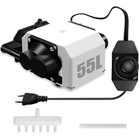 Aquarium Air Pump, 55L/min Oxygen Pump for Aquarium 220V 25W with Flow Regulator Silent Air Compressor for Pond and Large Aquarium (1/5)