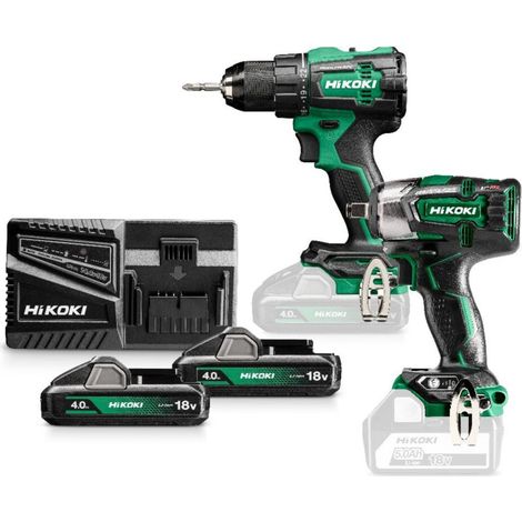 Ensemble d'outils Hikoki KC18DEWFZ (DS18DE + WR18DBDL2) 18 V 2x4 0 Ah accu.