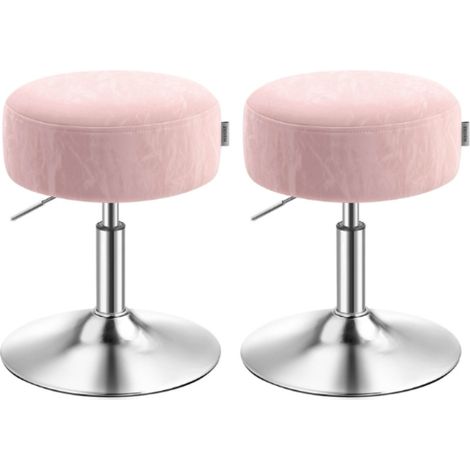 Tabouret de maquillage réglable en hauteur pivotant à 360 degrés en pu coussin épais tabouret de coiffeuse pour chambre cuisine salle à manger moderne rose (1/5)