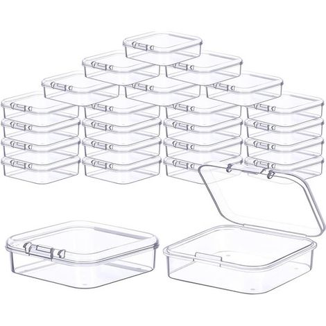 Ensemble de mini-boîtes de rangement rectangulaires transparentes en plastique (6,5 x 6,5 x 2 cm) pour perles et loisirs créatifs (1/5)