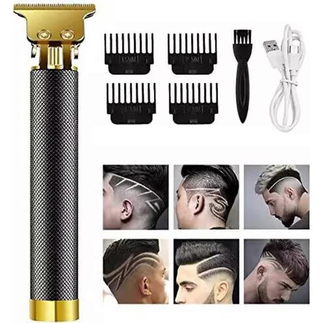 Tondeuse à cheveux et à barbe pour hommes avec 4 sabots de guidage, lames en T, tondeuse rechargeable sans fil, kit tondeuse à barbe pour enfants. (1/5)