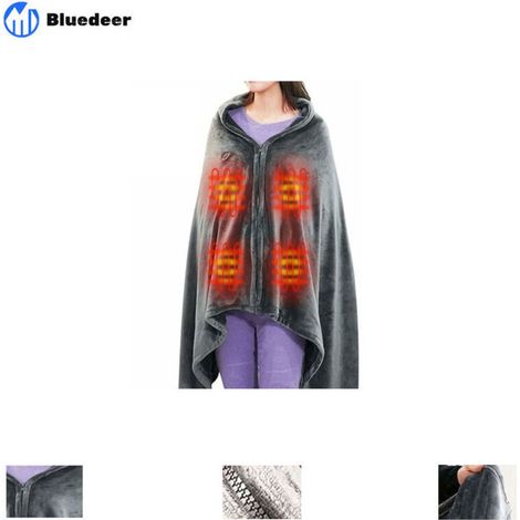 Châle De Couverture Chauffante sans Fil, USB Portable Couvertures Plaid Chauffant avec 3 Niveaux de réglage de la température Poncho Chauffant Electrique Lavable150 85cm (1/5)