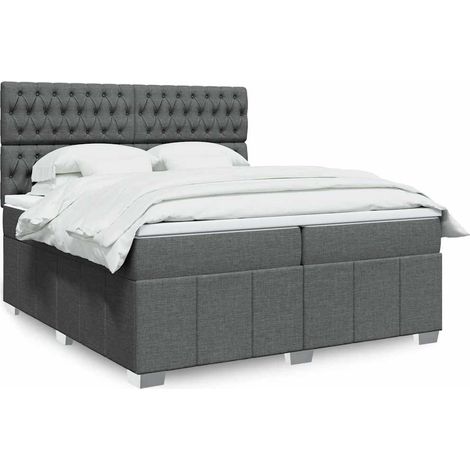 Boxspringbett mit Matratze Dunkelgrau 200x200 cm Stoff (1/5)