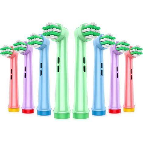 Tete De Brosse A Dents Enfant - 0 1 Mm Poils Souples - Compatible Manche Electrique Oral B - 8 Unites (1/4)