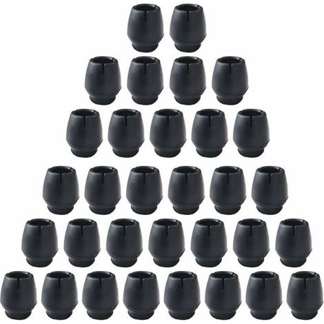 Protectores antideslizantes para patas de silla - 32 unidades - Material de silicona suave - Negro - 12-16 mm - 21x24 mm (1/4)