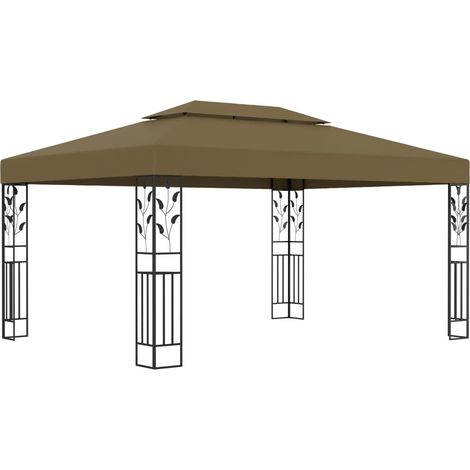vidaXL Gazebo with Double Roof 3x4 m Taupe 180 g/m²