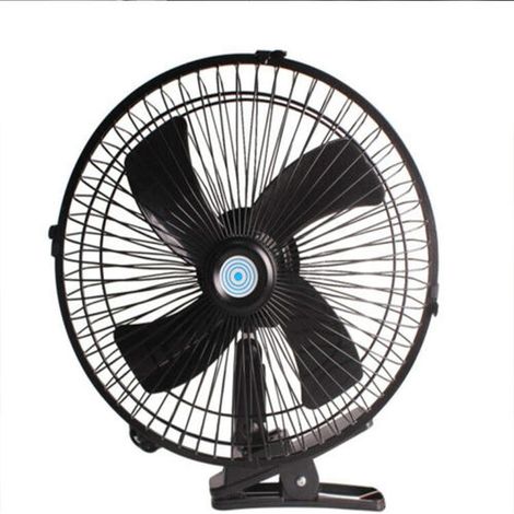 Ventilateur oscillant 10" 12V pour voiture, à pince, rotatif, silencieux et respirant, pour camions et camping-cars (1/5)