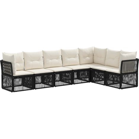 Gartensofa-set 7 pcs Schwarz Poly-Rattan vidaXL