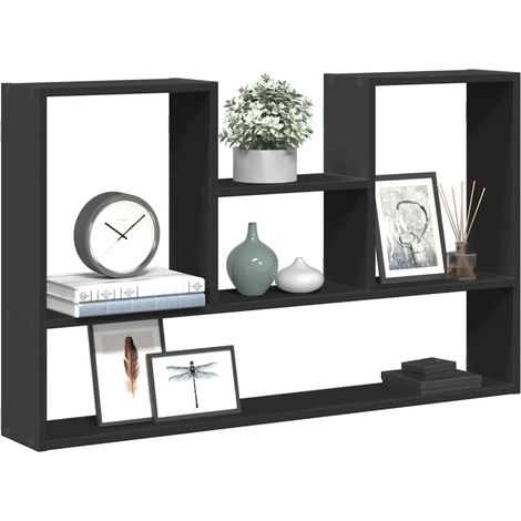 Estantería de pared madera de ingeniería negro 99x15x60 cm