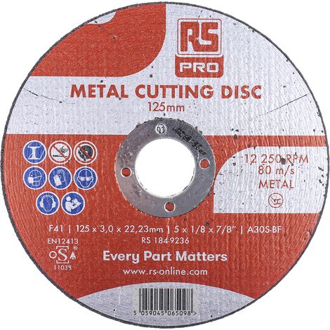 Disque abrasif RS PRO, P120, Ø 125mm, par 5 ( Prix pour Paquet de 5 ) (1/3)