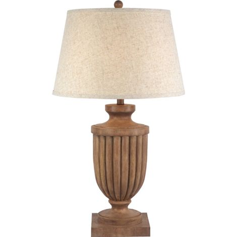 Tassora Table Lamp with Edged Linen Shade - Resin - L45 x W45 x H75 cm - Brown