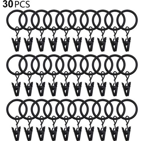 30 pc de 3,5 mm × 25 mm de Diamètre intérieur, Diamètre Polyvalent Rideau Clip anneaux de rideau en Rideau Anneaux avec des Clips (1/5)