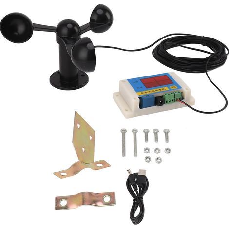 Anémomètre à tour à 3 pales, appareil d'alarme de vitesse du vent haute précision USB 5V à 3 pales et 2×12 pôles, adapté à une utilisation en extérieur. (1/5)