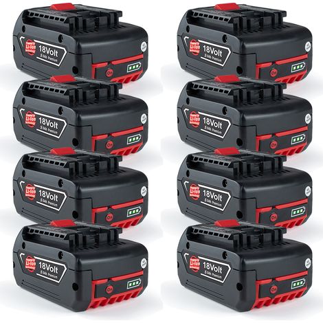 8 Stück 18 Volt 5,0 Ah GBA GSB GSR Akku für Bosch Professional GAL GBH BAT609 BAT609G BAT618 17618 25618-01 BAT620 BAT622 Li-Ion Accu Ersatz für 1600A002U5 / 2607337069, 1600Z00038 / 2607336815, 26073 (1/5)