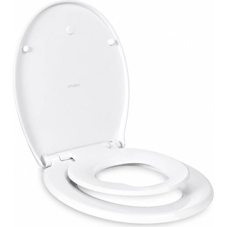 Abattant WC familial 2-en-1 avec Réducteur Magnétique pour Enfant, Fermeture Douce et Fixations Ajustables, Retrait Rapide (Forme O) (1/5)