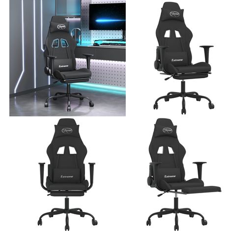 Gaming-Stuhl mit Massage & Fußstütze Schwarz Stoff - Massagestuhl - Gamingstuhl mit Massage