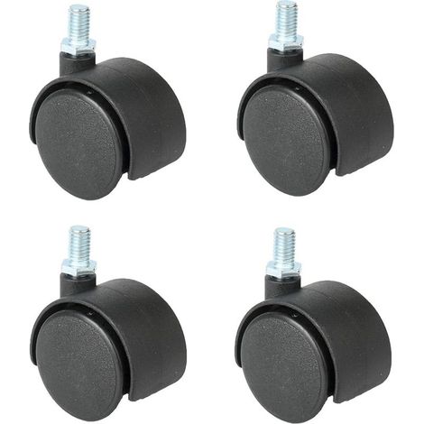 Roulette pivotante pour chaise, roulette de 48 mm, roulette pivotante de rechange, roulette pivotante de bureau, lot de 4 avec frein (couleur : noir, taille : pivotante 2 pouces) (1/5)