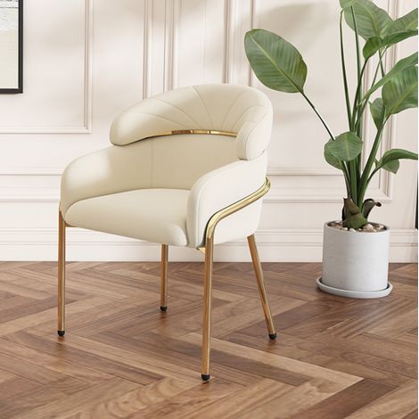 Sedia da pranzo in velluto beige con gambe in metallo, seduta confortevole per sala da pranzo e soggiorno,53×45×79cm (1/5)