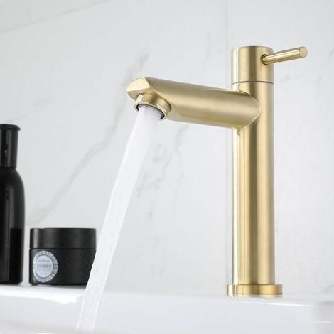 Retro-Badarmatur – Gebürstetes Goldwaschbecken, Vintage-Stil für Ankleidezimmer, Kaltwasser, G1/2 (1/4)
