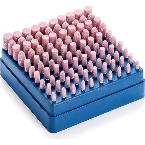 Lot de 100 pointes abrasives Coloch avec boîte plastique, tête de meulage montée pour polissage, kit d'outils de ponçage et finition (1/5)