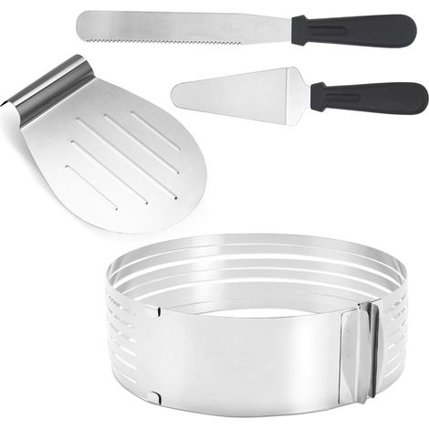 Jiubiaz Trancheuse À Gâteau Réglable Ø 23-30Cm Cercle À Pâtisserie Extensible En Acier Inoxydable, , Moule À Gâteau En Kit Layer Cake (1/5)