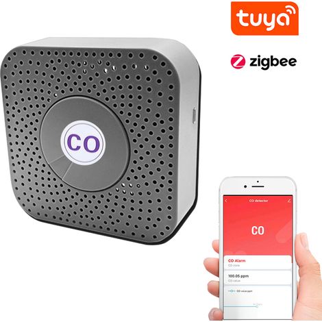Détecteur de monoxyde de carbone Tuya ZigBee, détecteur de monoxyde de carbone portable, appareil multifonction de mesure de la concentration en monoxyde de carbone, nécessite une passerelle (1/5)