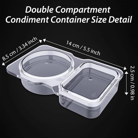 Lot de contenants à double compartiment, plastique alimentaire, avec couvercles, pour sauces et collations, usage restaurant et voyage（Q3 : Nouveaux produits pour le mois d'août） (1/5)