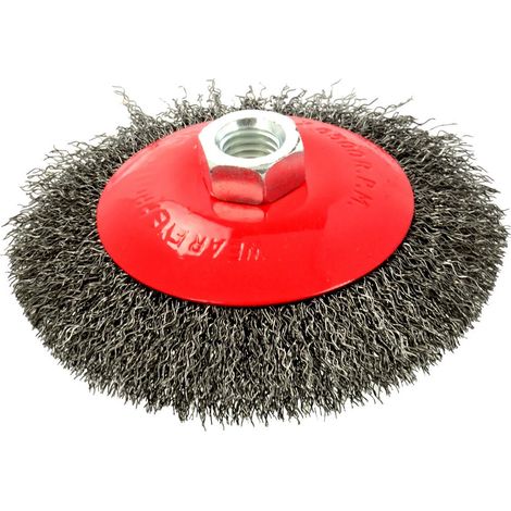 Brosse métallique rotative latérale, 115 mm, M14, fil d'acier ondulé (40) (1/3)
