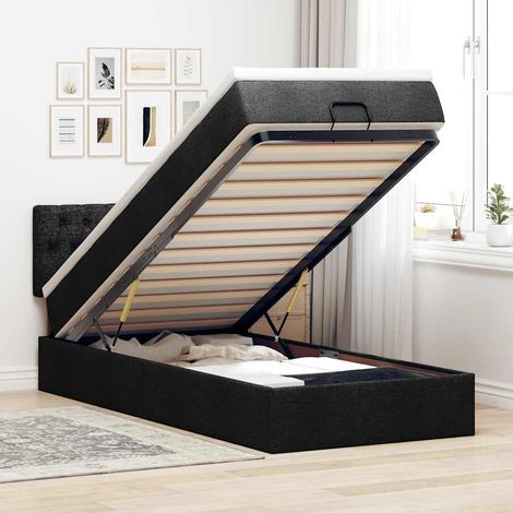 vidaXL Lit ottoman avec matelas noir 100x200 cm tissu (1/5)