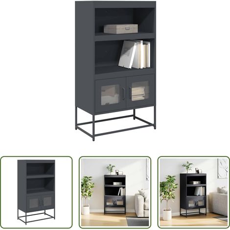 Stahl Schrank - Highboard Anthrazit 68x39x123 cm Stahl (1/5)
