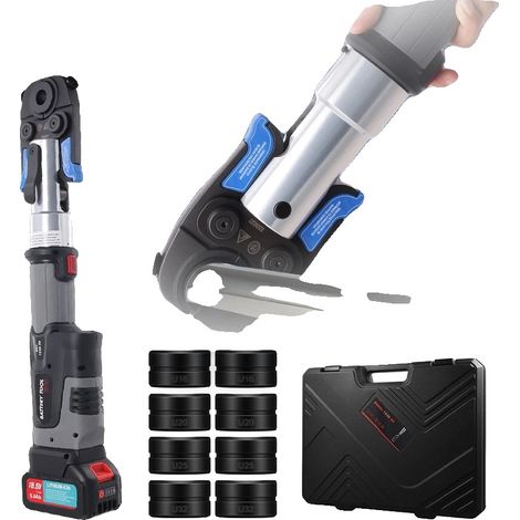 Outil de sertissage de tuyaux électriques, tailles de sertissage U16/20/25/32mm, sortie de 60KN, double batterie de 5000mAh, chargeur rapide 2A, construction en acier durci (1/5)