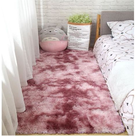 GOGOLOVING Tapis de Salon Shaggy Polyester Rose 80 x 160cm (1/4)