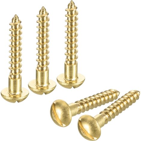 Vis à Bois M4 x 25mm à Tête Ronde Fendue en Laiton, Vis Autotaraudeuses pour le Travail du Bois, 20 Pièces (1/5)