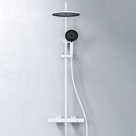 Colonne de douche murale blanche Ø20cm , Mismo (1/5)