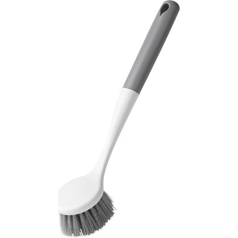 Brosse à vaisselle manche long plastique robuste crochet rangement nettoyage efficace cuisine évier casseroles ustensiles (1/5)