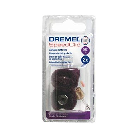 Dremel 512S EZ SpeedClic Abrasive Buffs 2-pack, 2 tamponi di finitura (25 mm, grana 320) per la pulizia e la levigatura leggera (1/4)